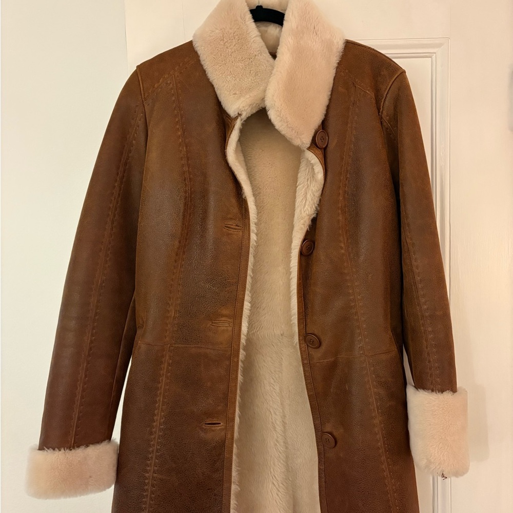 Original Shearling Leather Vintage Women's Coat